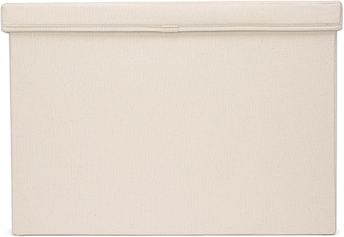 Foldable Storage Bins with Lids Cotton Canvas Rectangular Storage Box Ideal for Organization Lightweight and Durable (XXL)