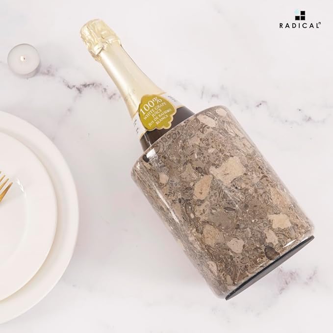 Radicaln Marble Wine Chiller Oceanic 6.5" Inches Handmade Beverage Cooler For Bar Accessories, Wine Chiller For Bottle & Champagne - Wine Bottle Holder For Bar Décor