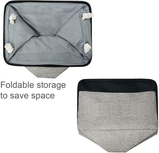 TheWarmHome Storage Basket for Organizing - 16x12x12 inch Cube Storage bin 3 Pack Fabric Storage Cubes, Collapsible Storage Box for Organizer Cloth Gift Toy Closet (Black & Grey)