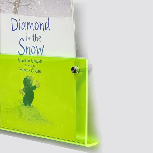 ROYALITA 2-Pack Acrylic Magazine Holder Brochure Holder, 24" Record Holder Magazine Rack, Fashion Hanging Bookshelf Literature Storage Rack for Waiting Room, Living Room, Office, Green 24 Inch