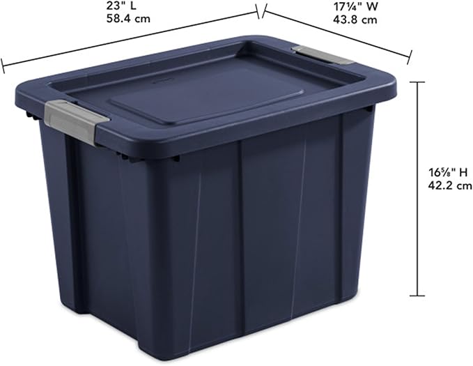 Sterilite 18-Pack Storage Bins with Lids, Heavy Duty Totes, Tuff1, 18 Gallon, Dark Indigo