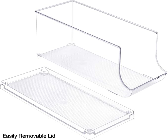 Sorbus Soda Can Organizer for Refrigerator - Stackable Holder Dispenser With Lid for Fridge, Pantry, Freezer - Holds 9 Cans Each, BPA-Free, Clear Design, Drink Organizer (2-Pack)