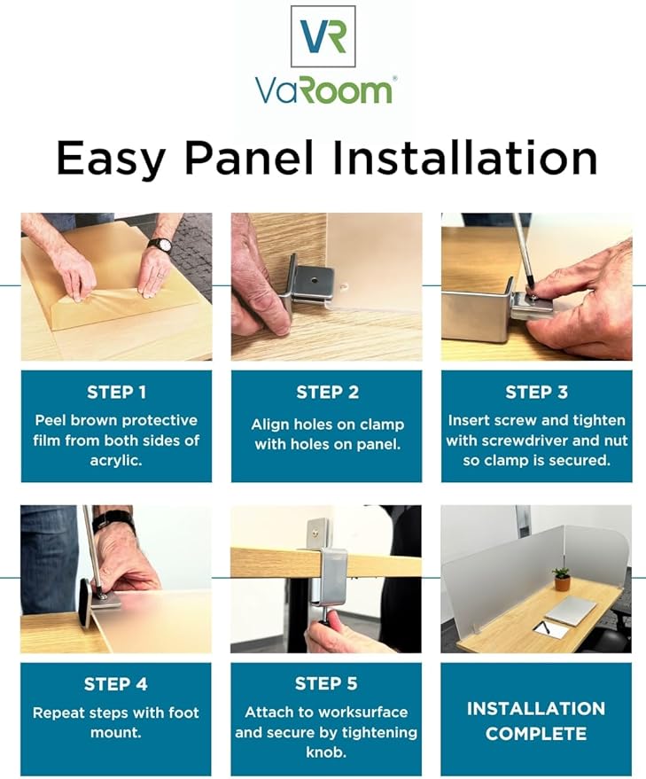Desk Divider for Students and Desk Privacy Panel. Office Partitions and Ideal Cubicle Light Shield. Frosted Acrylic Clamp-on Desk Partition - 29” W x 18”H Divider