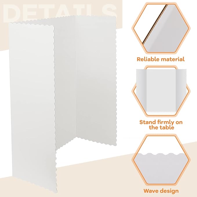Ctosree 50 Pcs Tri Fold Display Board,36" x 48" Portable Lightweight Foldable Presentation Poster Board for Office Projects Exhibitions Workshops, White