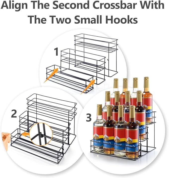 12 Bottle Capacity Coffee Syrup Organizer 3 Tier Coffee Syrup Stand Shelf for Coffee Bar Kitchen Small Wine Rack for Bar Family Storage for Syrup Wine Dressing