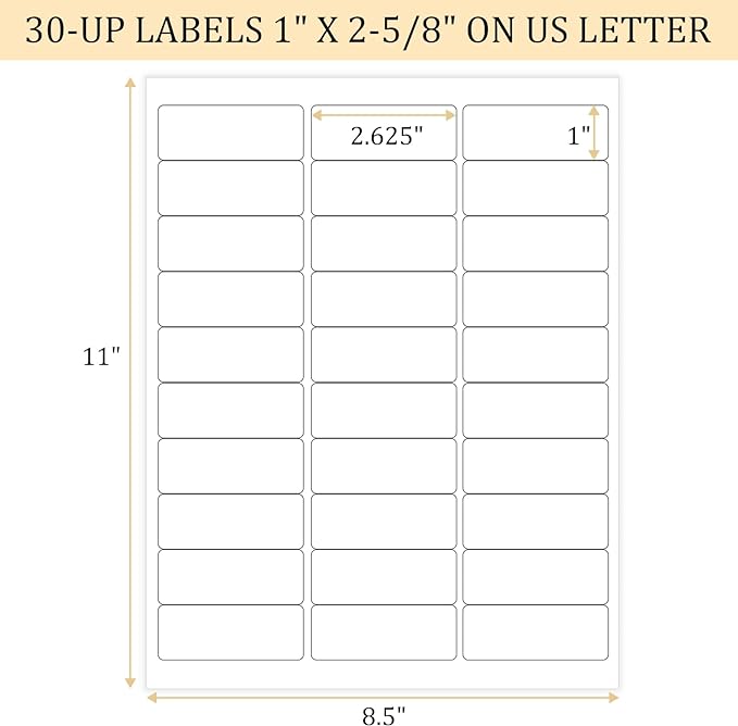 Address Labels for Inkjet Printers 1" x 2-5/8", Pack of 3000 Labels