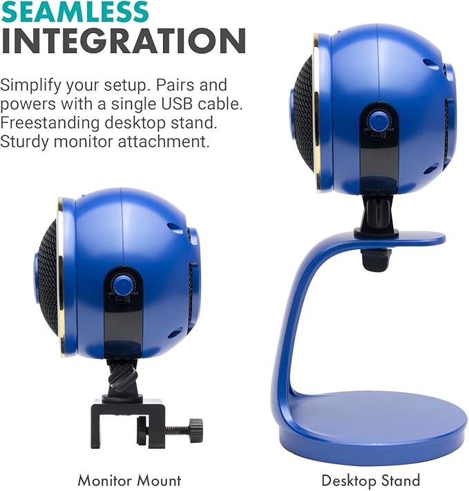 Movo WebMic HD Pro All-in-One Webcam with Mic and Ring Light in Royal Blue- 1080p HD Camera, Pro Cardioid Condenser Microphone, LED Ring Light - HD Webcam for Streaming, Video Calls, Recording, Gaming