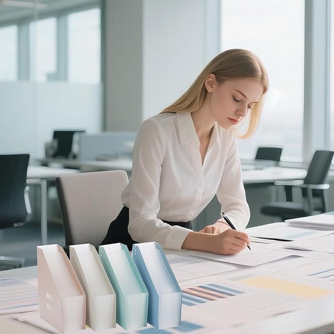 2-Piece Vertical Accordion Folder Manager, 13 Grid Expansion Pages, Vertically Opened Storage Bag for organizing Materials, School, Home, and Office letterhead, Pink