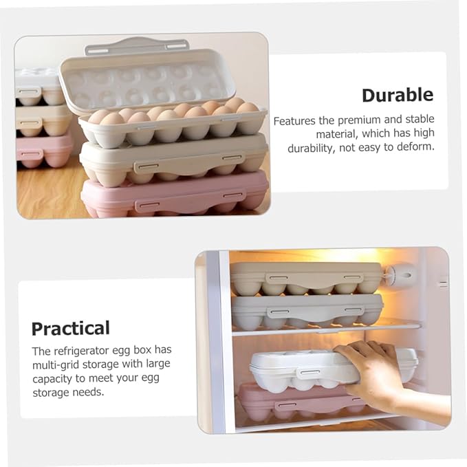 2pcs Refrigerator Egg Storage Bin Large Capacity Egg Holder for Fridge Thick Plastic Organizer with Stackable Design Convenient Kitchen and Dining Container