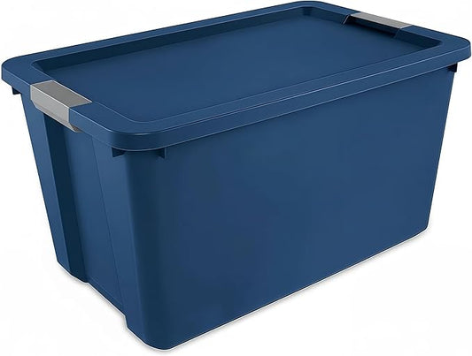 34 Gallon Heavy-Duty Wheeled Storage Bin with Lid – Large Rolling Plastic Container for Garage,Outdoor,Home & Organization Needs,Blue