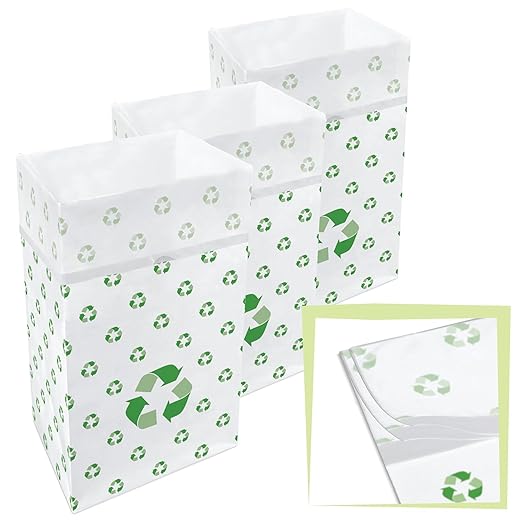 | 30 Gallon Multi-Liner Disposable Trash Cans (3-Pack) - Reusable Garbage and Recycling Bins for Parties, Events, and More (Recycle)