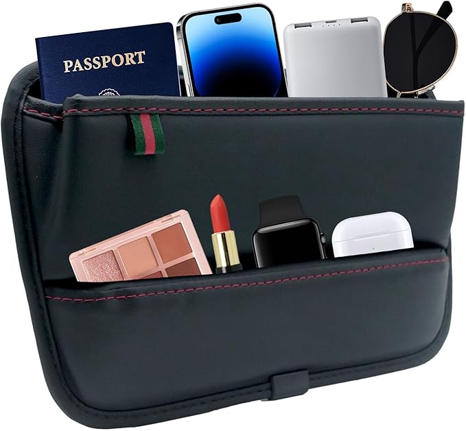 Car Gap Filler Organizer, Car Organizer Gap Storage Box with Cup Holders for Drink, Car Leather Cup Holder Gap Bag Front Seat for Holding Phone, Sunglasses, Keys