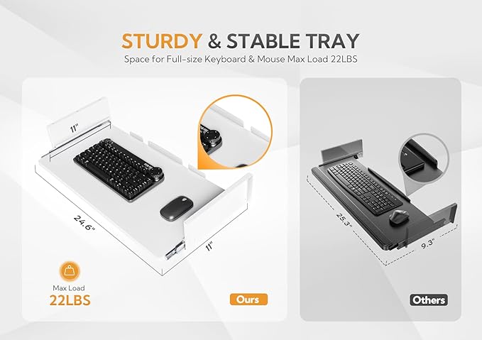 Claiks Standing Desk with Keyboard Tray, Electric Standing Desk Adjustable Height, 48x24 Inches Sit Stand up Desks with Splice Board, Raising Desks for Home Office, White