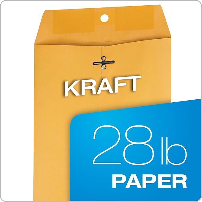 Quality Park 7 x 10 Clasp Envelopes, Clasp and Gummed Closures for Storing or Mailing, 28 lb Kraft Paper, 100 per Box (QUA37868)