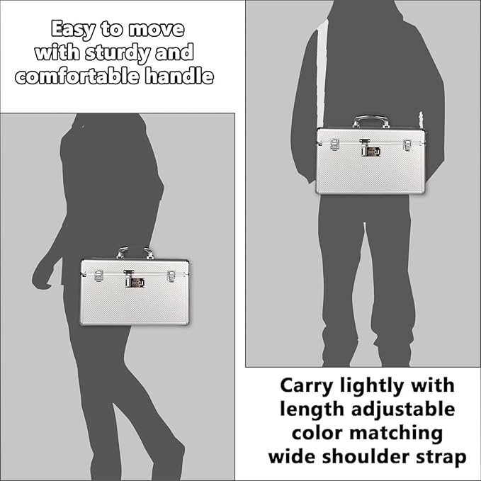 Storage Lock Box with Combination code, Lockable Medicine Storage Case, Empty First Aid Box, Security Lock Box, Multipurpose Lockbox for Home and Outdoor Use (Silver, X-Large)