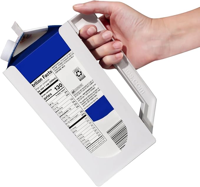 Carton Caddy XL Half Gallon Milk Carton Holder with Handle, Juice Box, Soda Bottle and Milk Half Gallon Holder with Handle, Rust Free, Dishwasher Safe, Reusable, Easy to Clean, Ergonomic