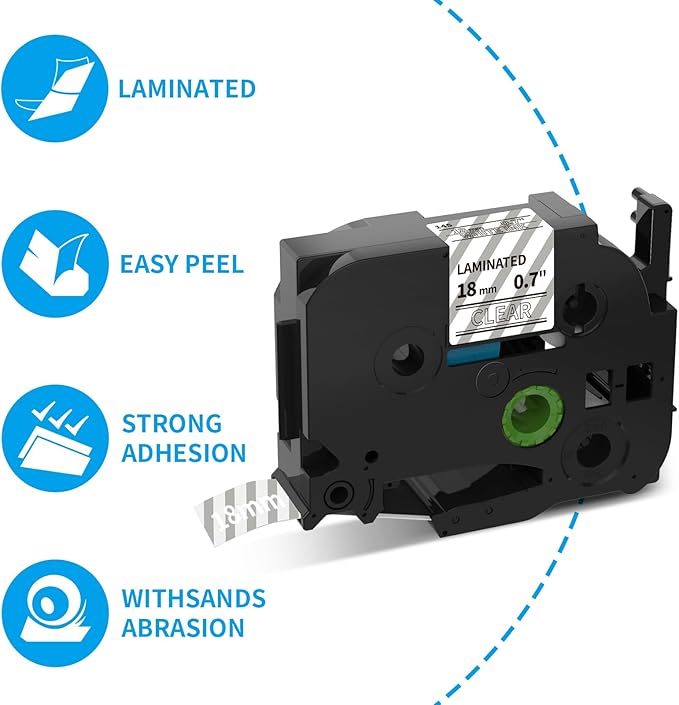 TZe-145 18mm TZe TZ Tape White on Clear Label Tape Replacement for Brother P Touch Labe Maker Refills Clear Laminated Work with PTD400AD PTD400 PTD600 PT1880 PT2730 Label Maker - 3-Pack