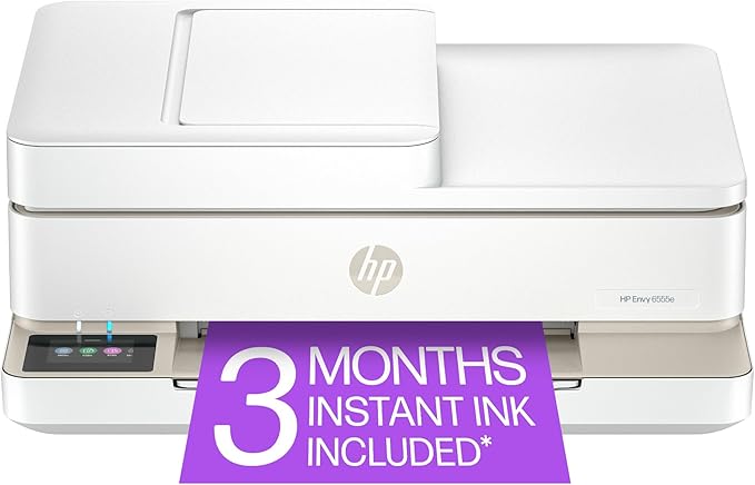 HP Envy 6555e Wireless All-in-One Color Inkjet Printer, Print, scan, Copy, Duplex Printing Best-for-Home, 3 month Instant Ink trial included (714N5A)