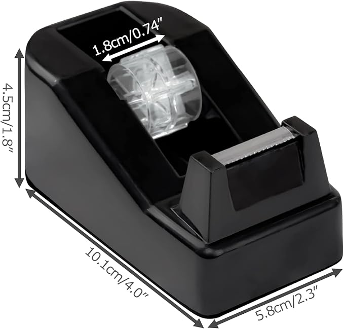 1Pcs Desktop Tape Dispenser Adhesive Roll Holder with Weighted Nonskid Base, Black (Tape not Included)
