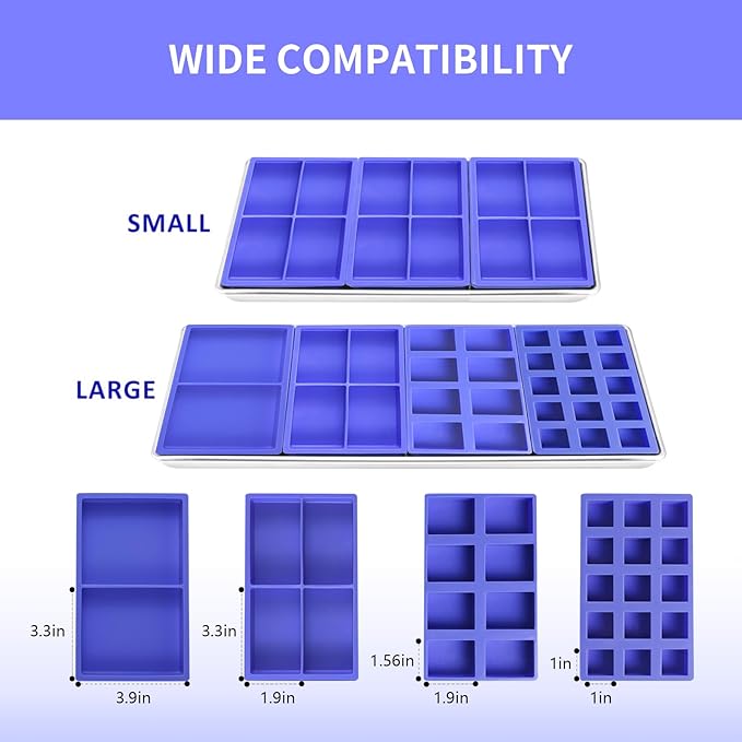 4 Pcs Silicone Tray Dividers for Harvest Right Freeze Dryer,Silicone Food Molds for Harvest right freeze dryer accessories，Reusable Dryer Food Freezer Trays (Purple,8 Cavities)