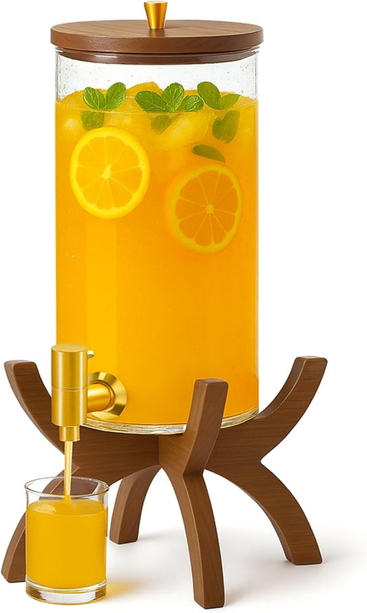 Glass Drink Dispenser,1.5 Gallon Beverage Dispenser with Stand,Lemonade Dispenser with Stainless Steel Faucet,Drink Dispensers for Parties, Bars and Home