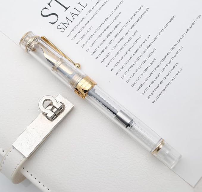 JINHAO 100 Fountain Pen with Ink Converter (Medium Nib 0.7mm, Transparent)