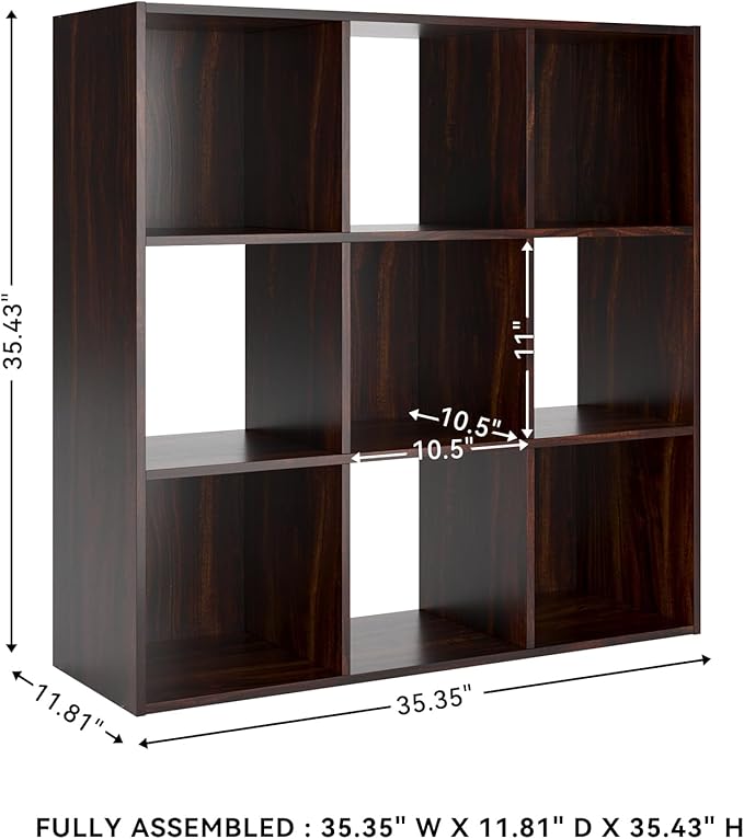 Signature Design by Ashley Glosmount 9 Cube Storage Organizer or Bookcase, Cherry & Light Brown