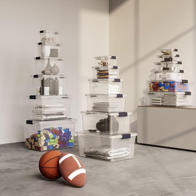 Superio Storage Bins with Lids, Clear Plastic Containers for Organizing, Stackable Totes, BPA Free, Odor Free, Organizer Boxes for Home, and Dorm