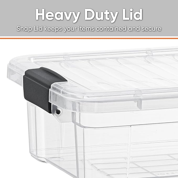 Superio Clear Storage Boxes with Lids, 4.5 Quart Plastic Container Bins for Organizing, Stackable Crates, BPA Free, Non Toxic, Odor Free, Organizers for Home, Office, School, and Dorm, 2 Pack