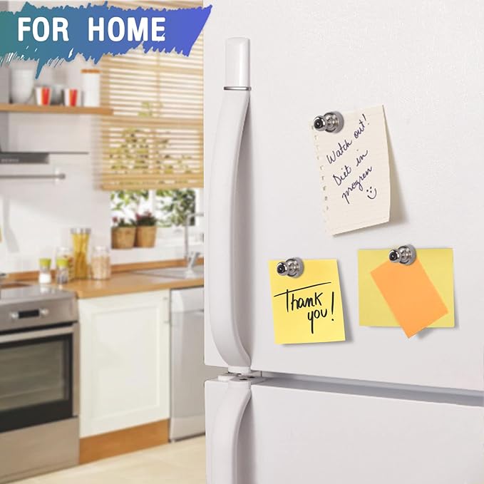 100 Pack Neodymium Fridge Magnets, Small Strong Magnets for Whiteboard, Push Pin Magnet, Refrigerator Magnets for Office, Kitchen, Adults, Home