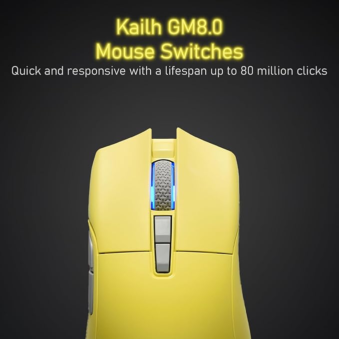 iRocks M31R Wireless Gaming Mouse, Triple Mode 2.4G/ Bluetooth/USB-C Detachable Cable Gaming Mouse, Kailh GM8.0 Switches, Advanced PixArt PAW3395 Optical Sensor, Up to 26,000 DPI - Lemon Yellow