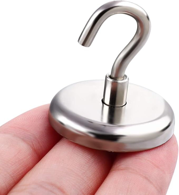 DIYMAG Strong Neodymium Magnetic Hooks, 120lbs Heavy Duty Rare Earth Magnets with Hook,Strong Corrosion Protection Facilitate Hook Pack of 6