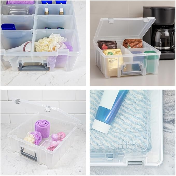 Best Kept Super Satchel Double Deep Compartment Box - Art Storage with 8 Removable Compartments | Smart Closure for Craft Supplies, Home & Office Improvement