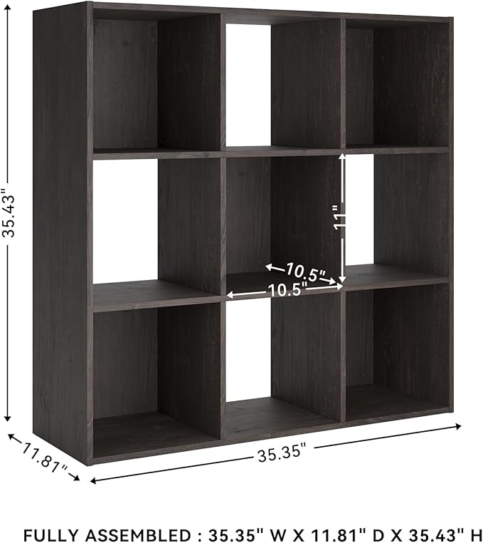 Signature Design by Ashley Piperton 9 Cube Storage Organizer or Bookcase, Charcoal