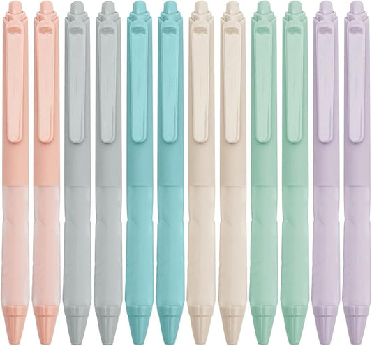 Linbsunne Ballpoint Pens Medium Point 1mm Black Pen with Super Soft Grip Ball Point Pen for Men Women Retractable Pens (12-pack)