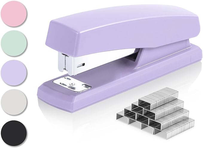 Deli Stapler, Desktop Staplers with 640 Staples, Office Stapler, 25 Sheet Capacity, Purple
