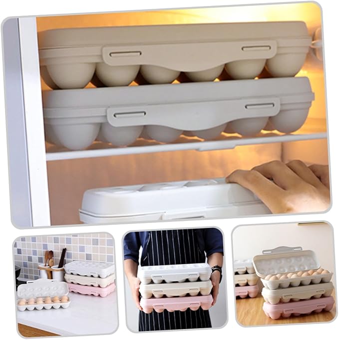 2pcs Refrigerator Egg Storage Bin Large Capacity Egg Holder for Fridge Thick Plastic Organizer with Stackable Design Convenient Kitchen and Dining Container