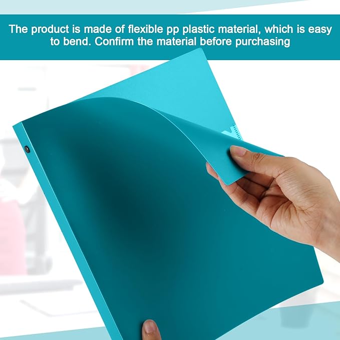Henoyso 36 Pcs 3 Ring Binder 1/2'' Round Fits Letter Size 8. 5'' x 11'' Paper Plastic Flexible Binder Holds 100 Sheets with 1 Pockets Versatile Organizer for Office Home School (Turquoise)