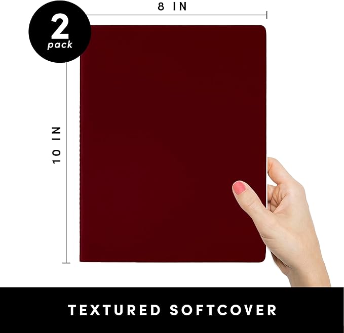 PAPERAGE Soft Cover Blank Journal Notebook, 2 Pack, (Burgundy), 100 Pages, Large 7.5 inches x 9.5 inches, Ideal for Sketch Book, Note Taking & Travel Journal