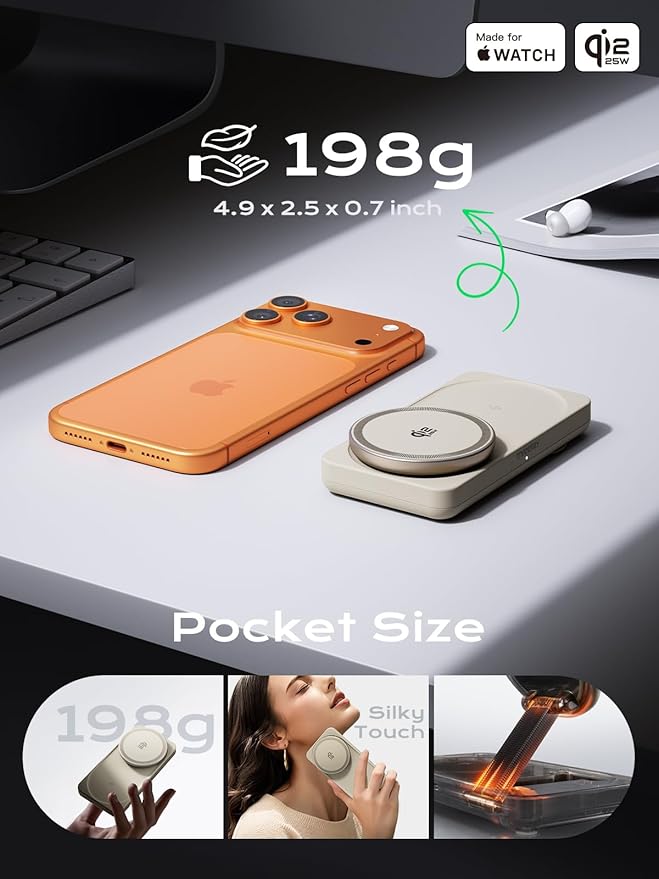 THREEKEY 3 in 1 iPhone 17 Charging Station,MagSafe Charger Compatible, Qi2 25W MFi Certified Wireless Charger Stand for iPhone 17/16/15/14/13/12, Apple Watch, AirPods(45W Adapter Included)