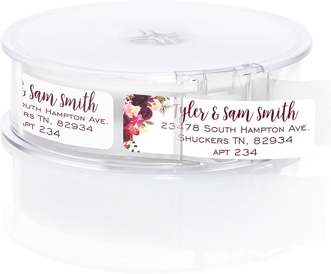 Fall Floral Rolled Address Labels / 500 Personalized Return Address Labels/Designer Address Stickers in Elegant Plastic Dispenser