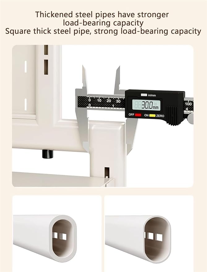 Stackable Kitchen Rack Cabinet Shelf Organizer - Adjustable Height Portable Mini Fridge & Microwave Stand with Large Storage Space - Black Kitchen Storage Solution