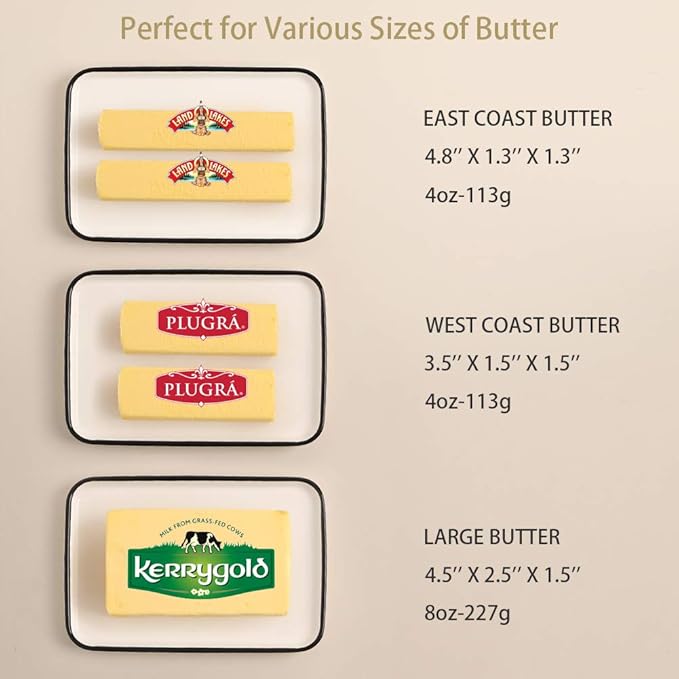 Sweejar Ceramic Butter Dish with Handle Lid, 7.3 Inch Porcelain Large Butter Keeper with Cover, Perfect for East/West Butter (Navy)