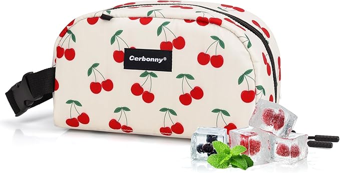 Cerbonny Small Cooler Bag Freezable Lunch Bag for Work School Travel, Leak-proof, Insulated, Cherry