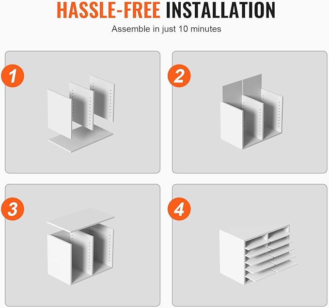 VEVOR Literature Organizers, 12 Compartments Office Mailbox with Adjustable Shelves, Wood Literature Sorter 20.4x12x16.1 inches for Office, Home, Classroom, Mailrooms Organization, EPA Certified White