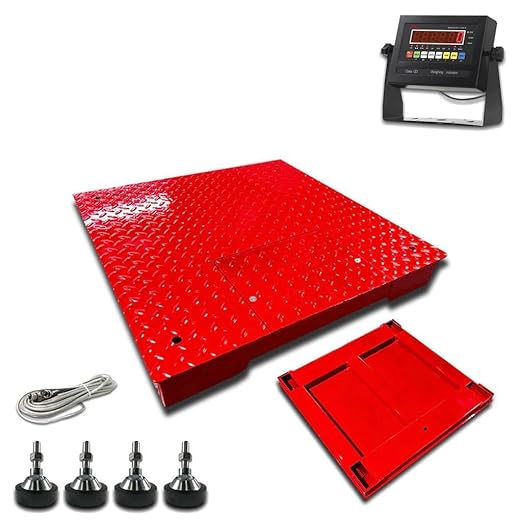 Liberty LS-800-3x3 NTEP Certified (Legal for Trade) Heavy Duty Industrial Floor Scale | 36" x 36" | Capacity of 1000 lbs x 0.2 lb Red