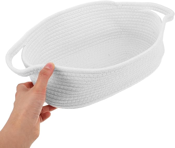 BESPORTBLE 2pcs Cotton Rope Storage Baskets with Handles Woven Small Shelf Bins for Clothes Home Organization and Decorative Use