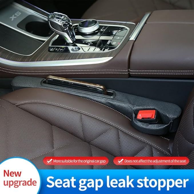 2 Pack Car Seat Gap Filler with Storage Box,Car Console Gap Filler,Fill the Gap Between Seat and Console,Prevent Things from Dropping,Convenient to Storage Keys and Phone(Black2)