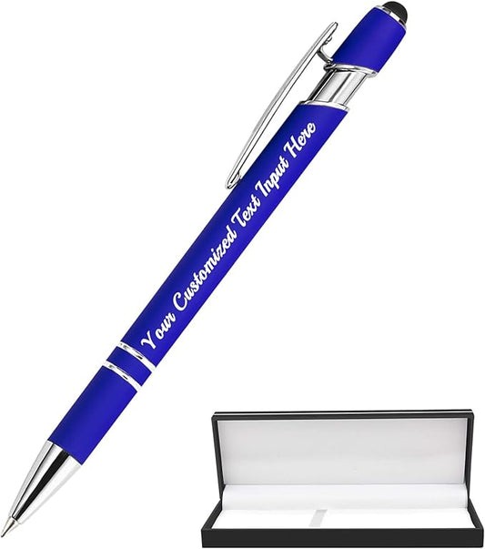 Personalized Ballpoint Pen 1pcs, Custom Pens Free Engraved Bulk with Name Logo, Soft Black Ink Stylus with Touch Metal Office, Gift for Anniversaries, Graduations, Birthdays