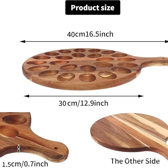 24 Holes Wood Deviled Egg Platter Round Tray for Devilled Eggs Container, Charcuterie Board for Kitchen Countertops, Deviled Egg Tray Holder for Easter, Gathering, Thanksgiving & Parties